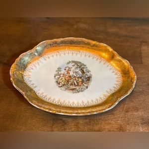 💥H.K China Courting Couple 22 Karat Gold Inlay Platter💥 VINTAGE